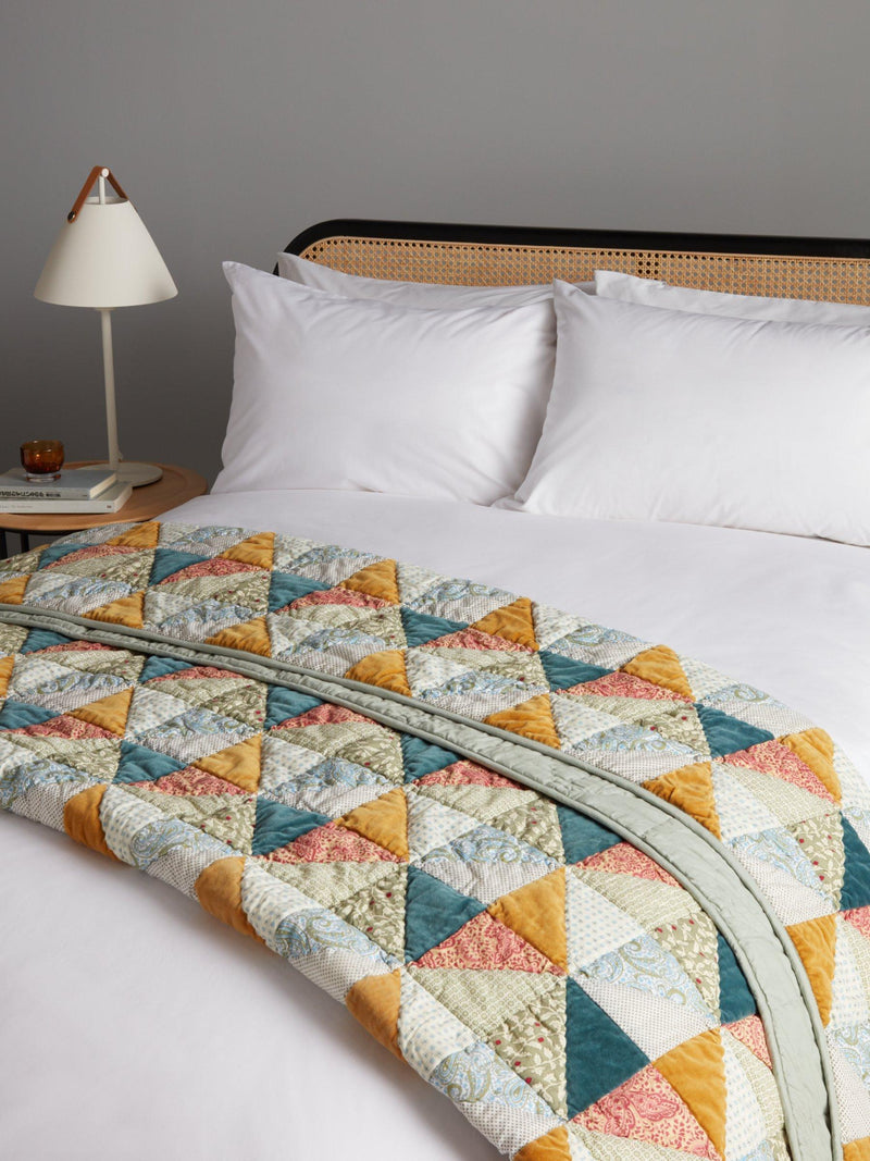 John Lewis velvet patchwork quilted bedspread 250 x 260cm, UK version