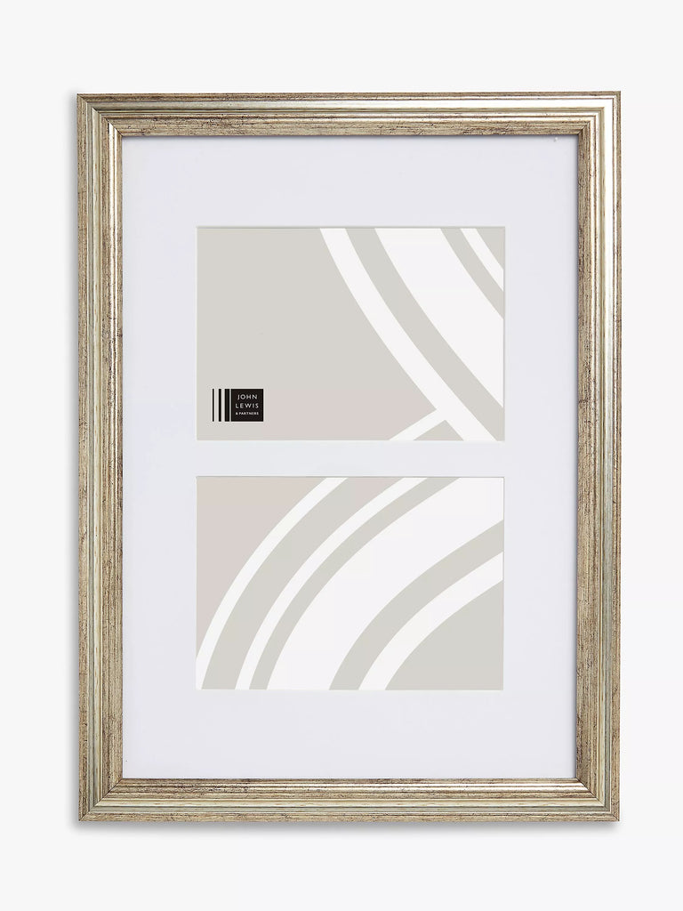 John Lewis Double Photo Ribbed Frame & Mount, 5 x 7" (13 x 18cm), Champagne