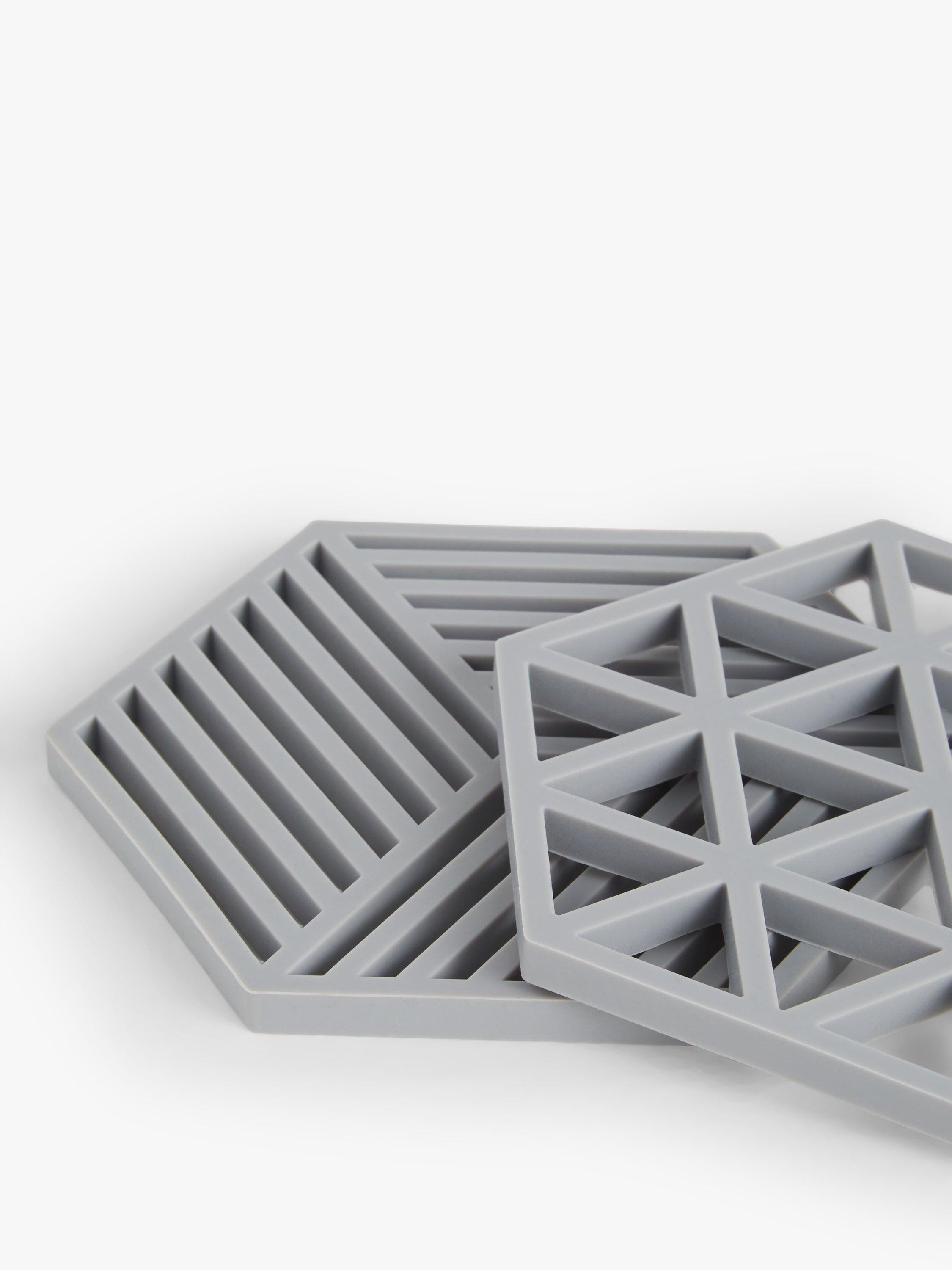 John Lewis silicone trivets set grey 16cm, imported from the UK