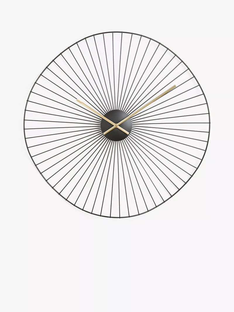 John Lewis organic shape metal analogue wall clock 60cm black, UK version