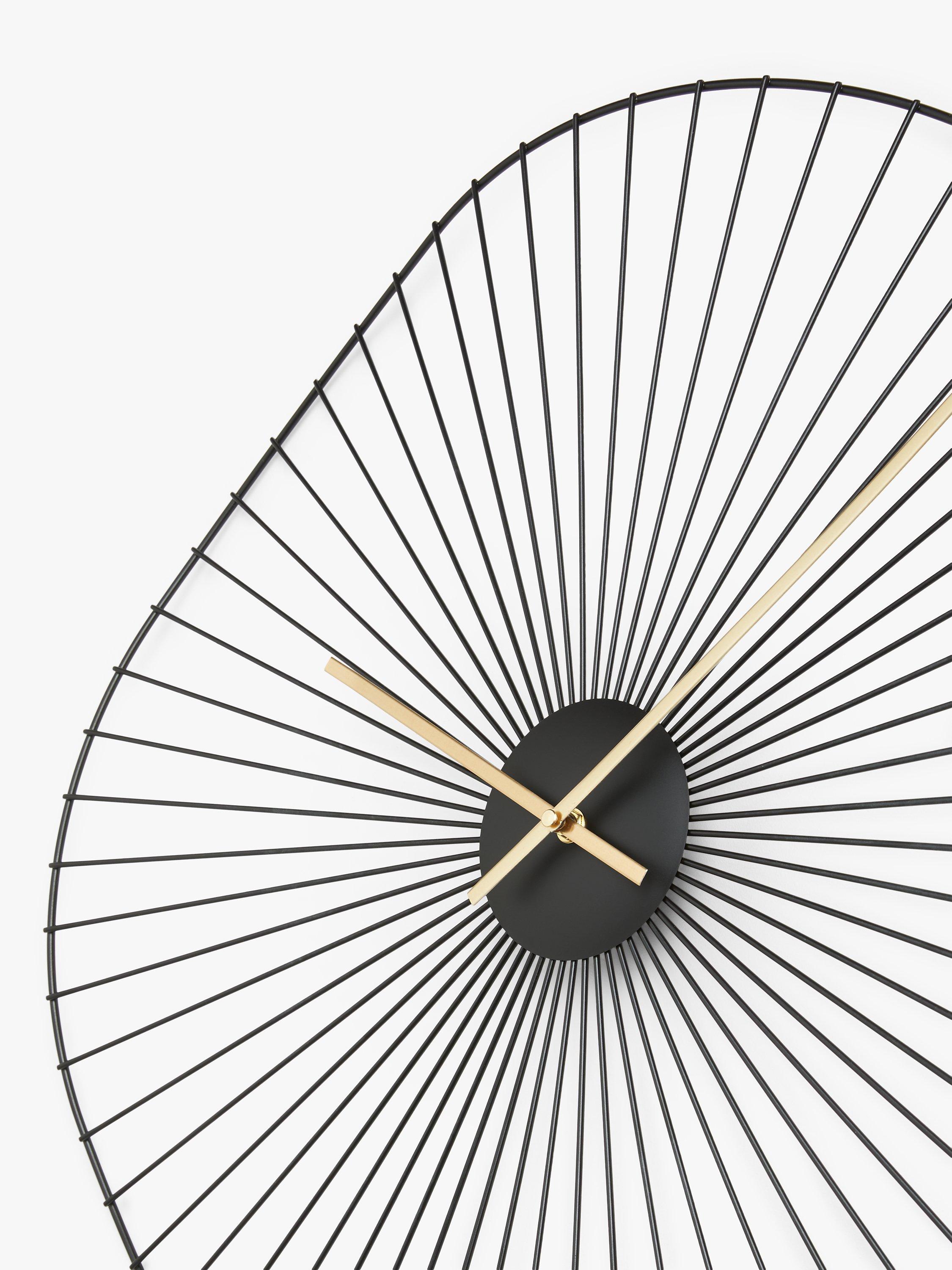 John Lewis organic shape metal analogue wall clock 60cm black, UK version