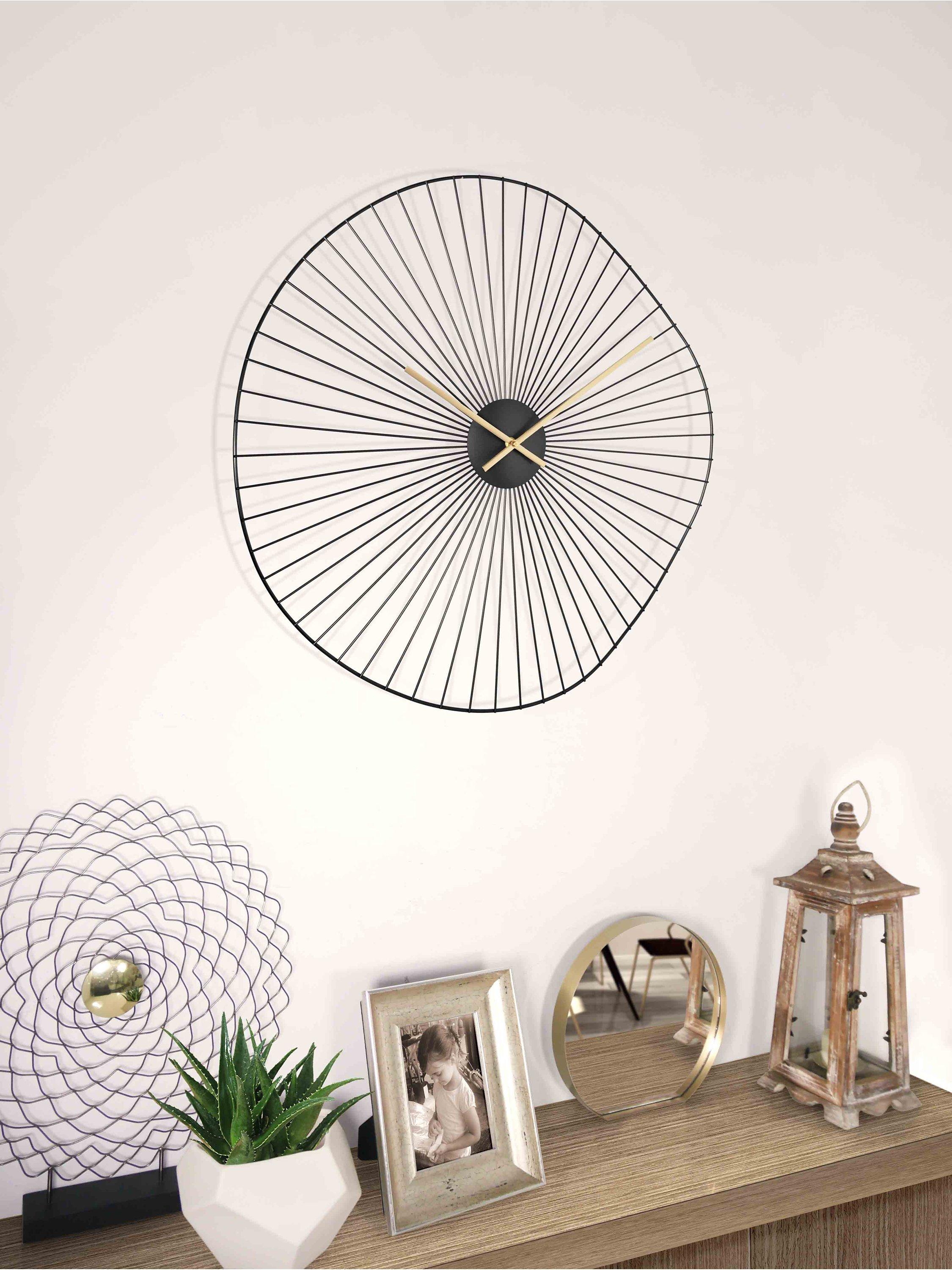 John Lewis organic shape metal analogue wall clock 60cm black, UK version
