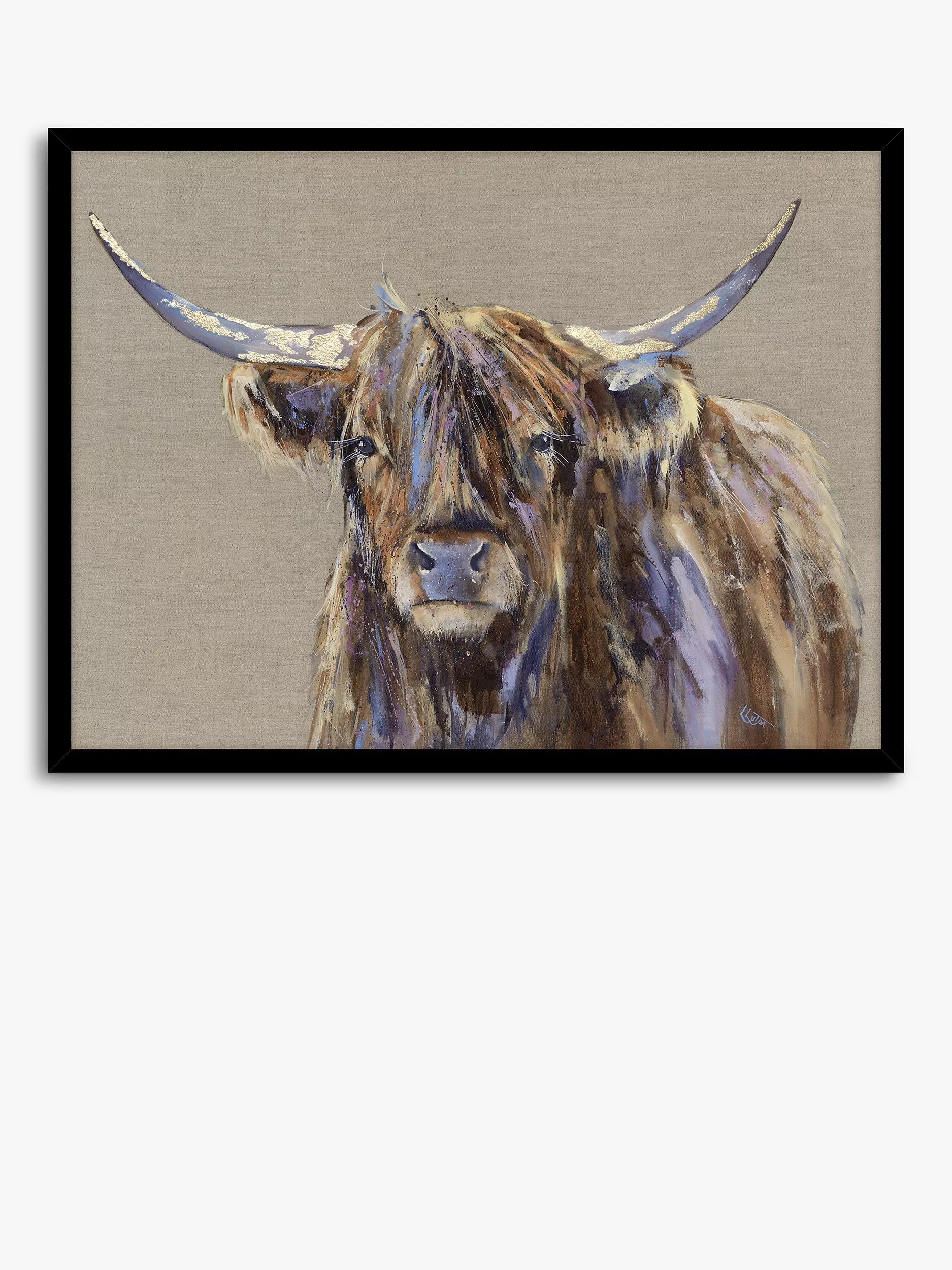 John Lewis Louise Luton Archie Highland cow framed print (British brand)