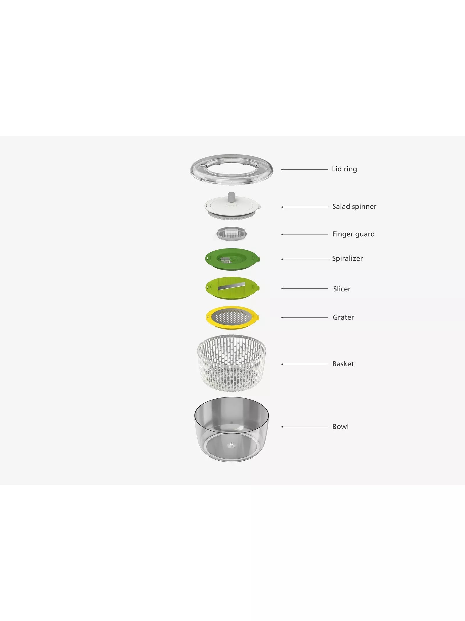 Joseph Joseph salad spinner and preparation set Clear/Green 4 Piece, UK version