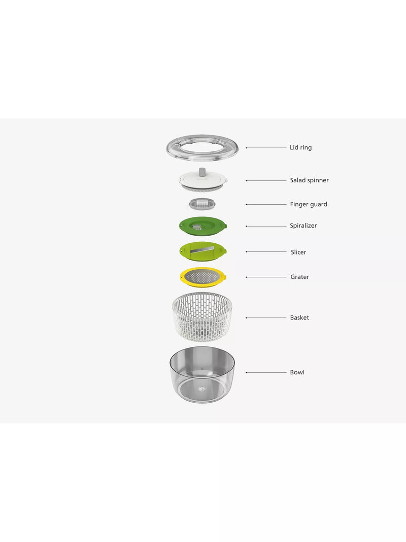 Joseph Joseph salad spinner and preparation set Clear/Green 4 Piece, UK version