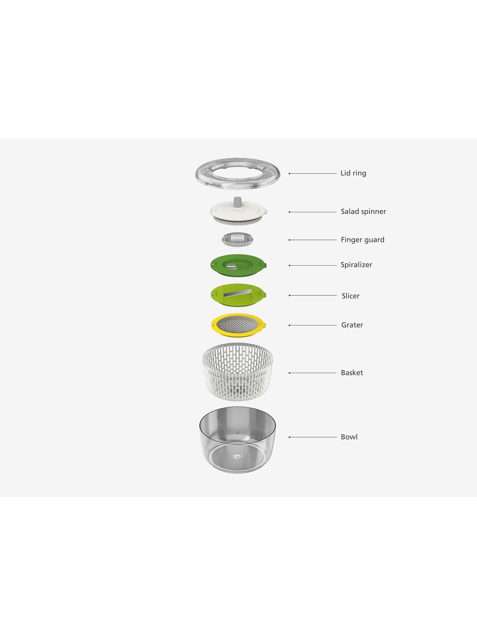 Joseph Joseph salad spinner and preparation set Clear/Green 4 Piece, UK version