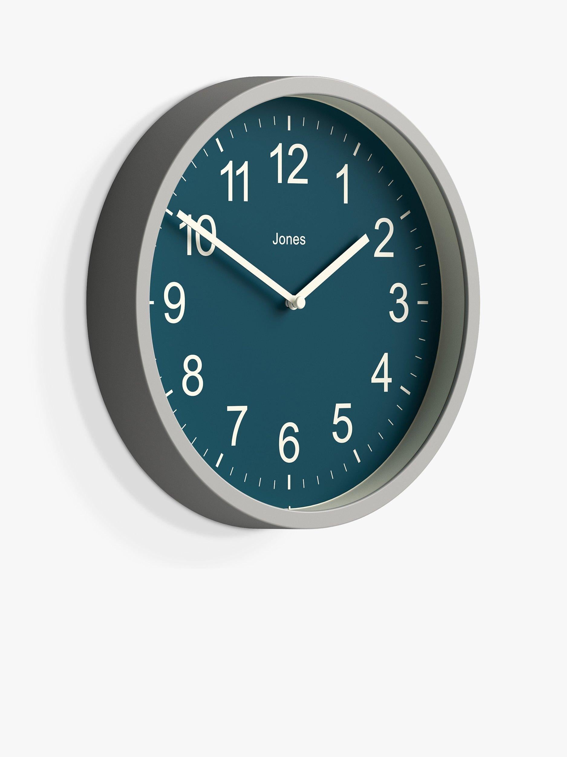 Jones Clocks analogue wall clock peacock blue 25cm - British product