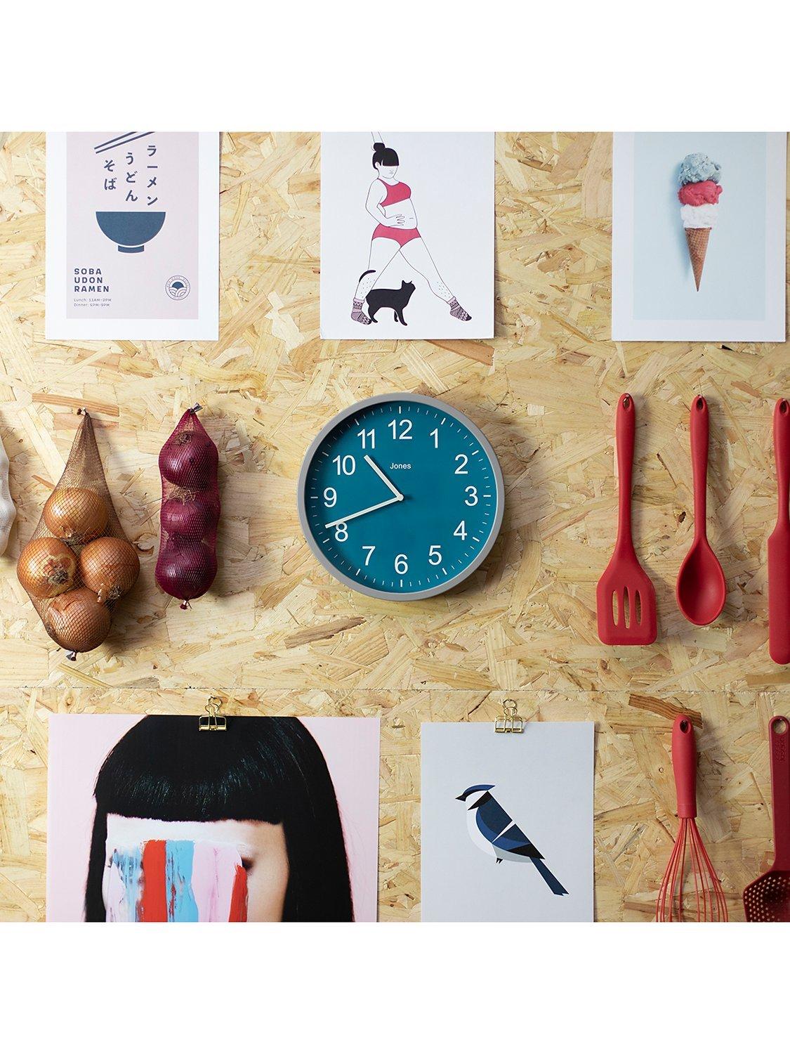 Jones Clocks analogue wall clock peacock blue 25cm - British product