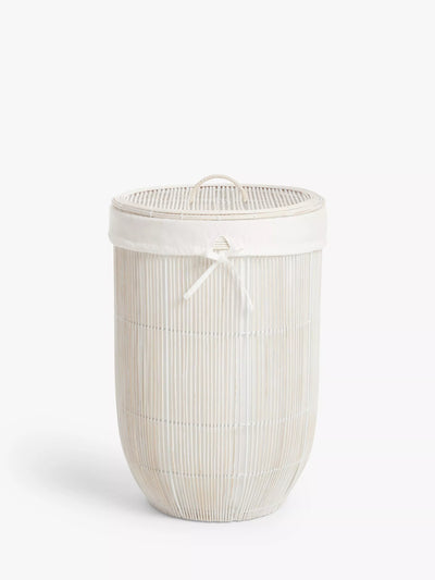 John Lewis John Lewis Bamboo Laundry Basket, White- Buy online at McGrocer