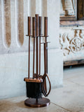 Ivyline round antique copper fireplace tools set, UK version