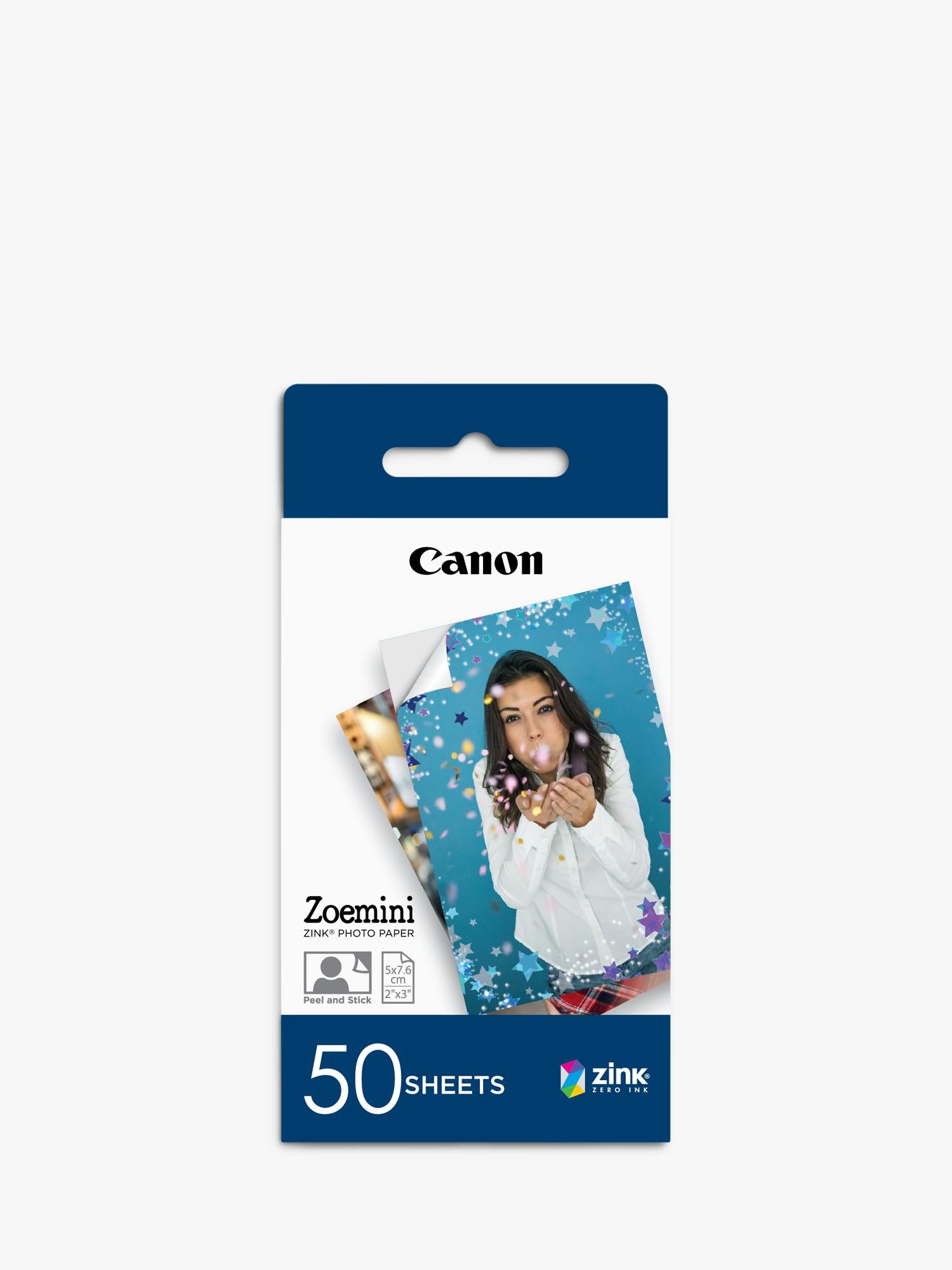 Canon Zink sticky-backed photo paper, 50 sheets, 2 x 3 inches - British product