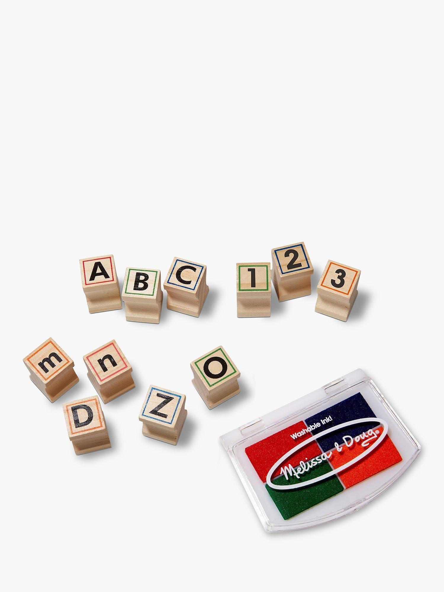 Melissa & Doug ABC stamp set 71-piece wooden tray - British product