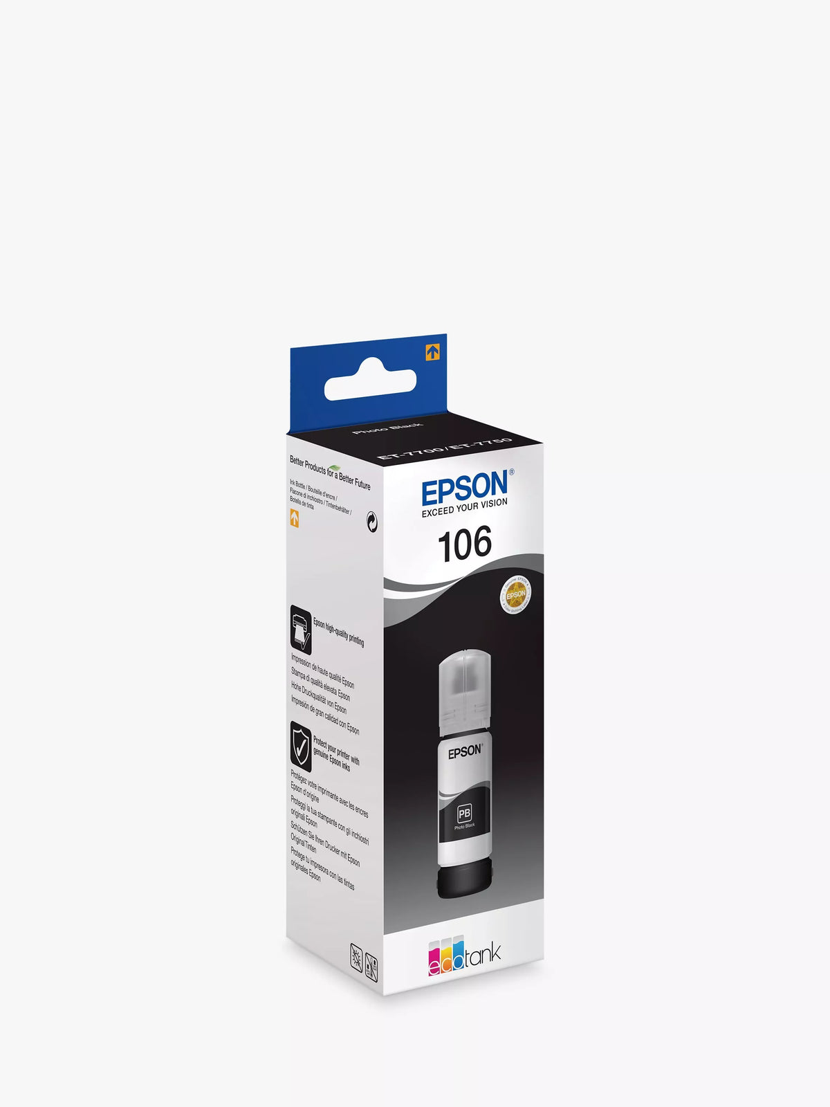 Epson EcoTank 106 ink bottle, imported from the UK