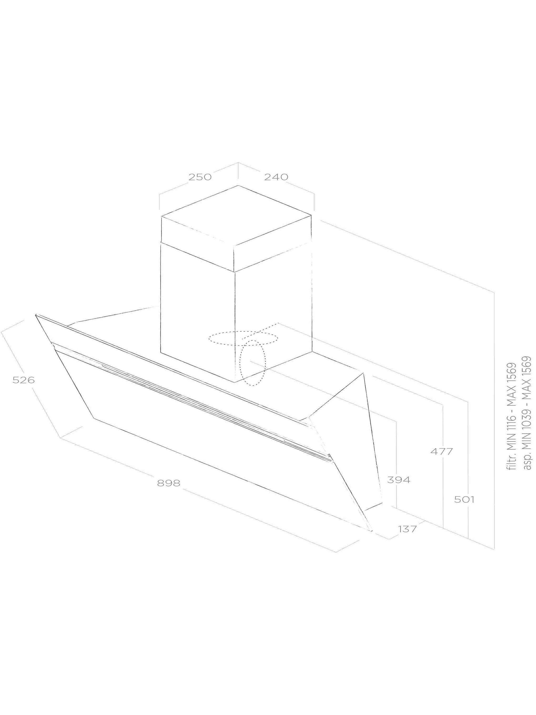 Elica Ascent Urban chimney cooker hood 90cm, UK version