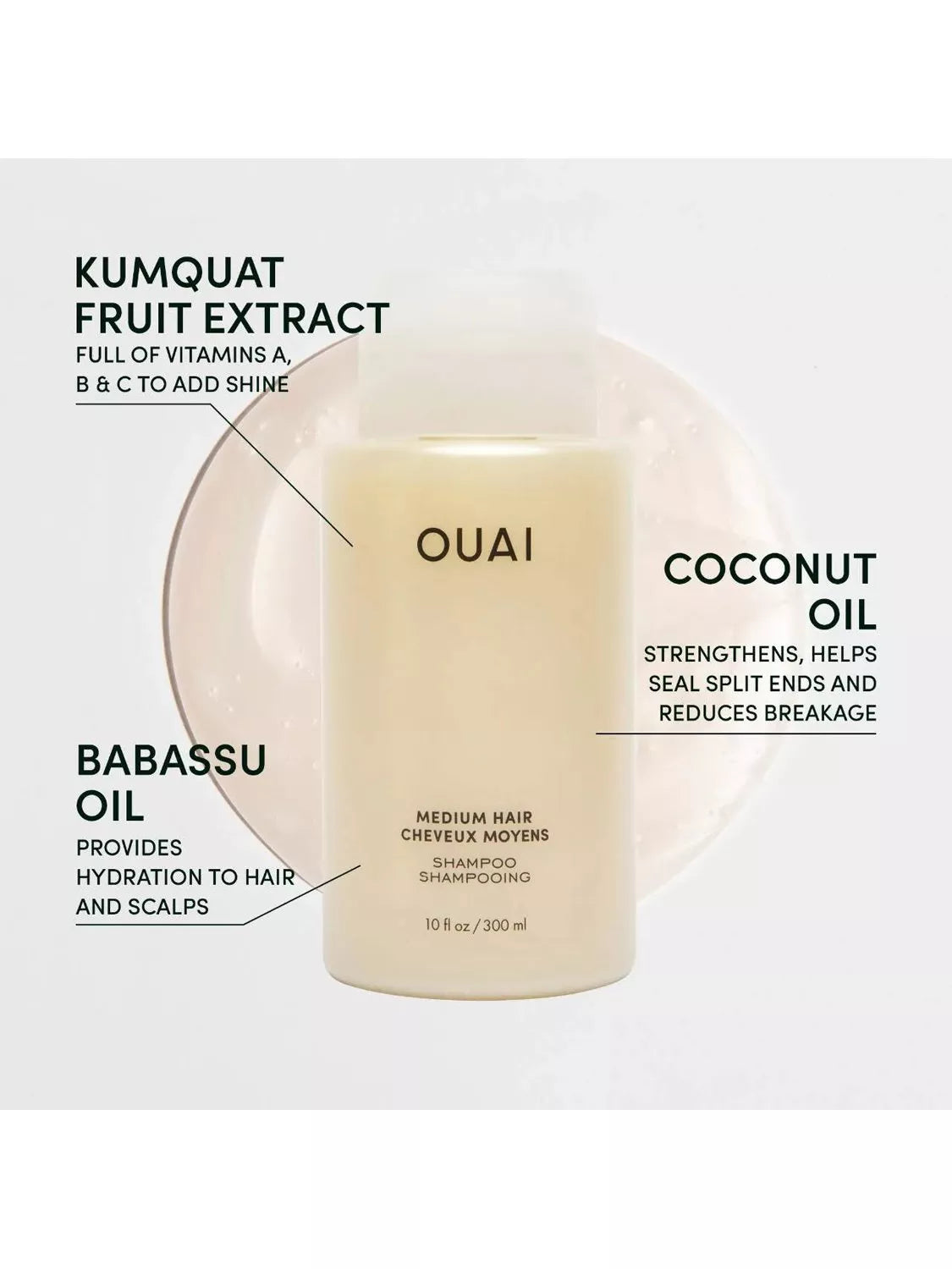OUAI medium hair shampoo 300ml, imported from the UK