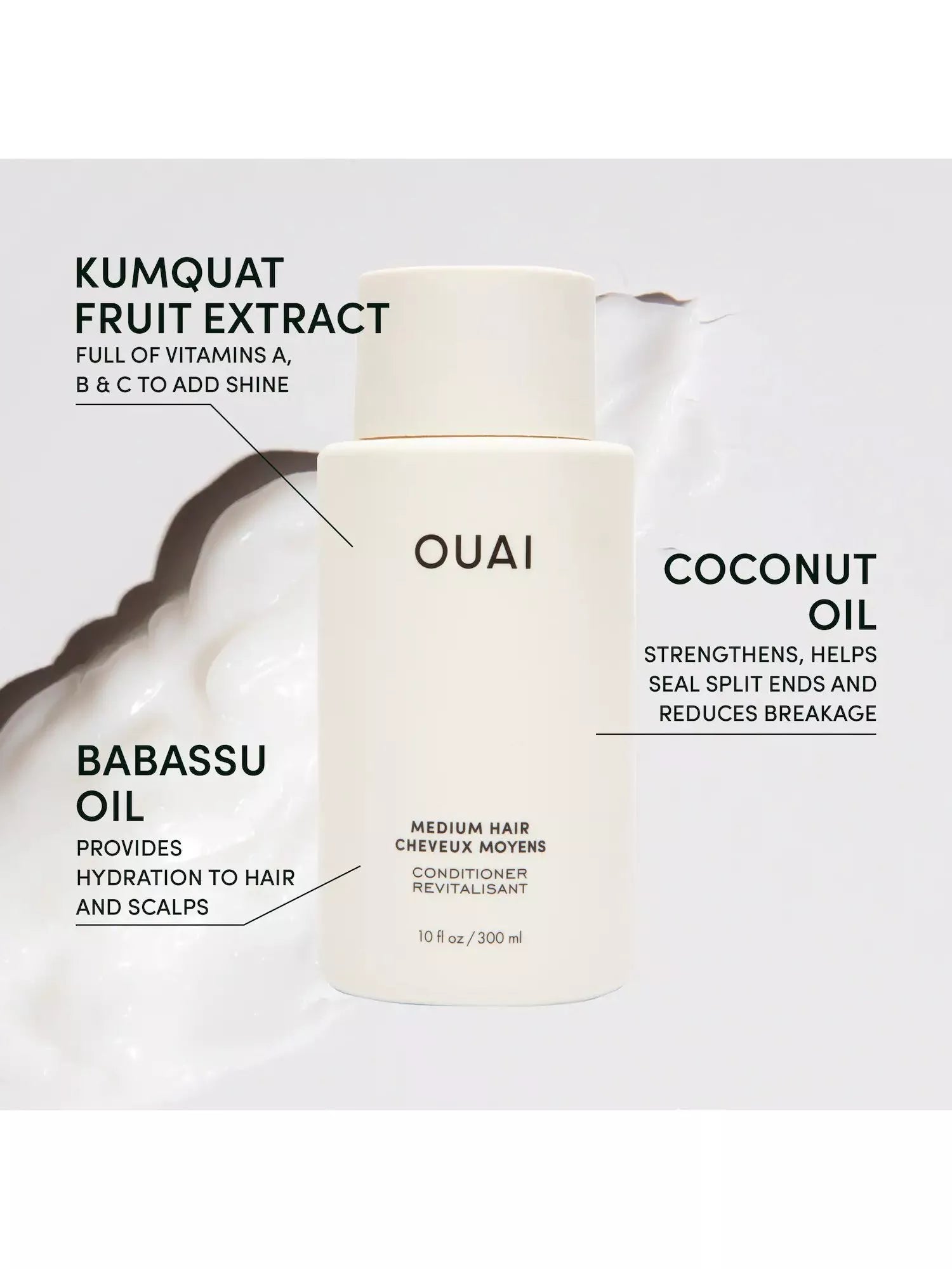 OUAI Medium Hair Conditioner Refill 946ml, imported from the UK