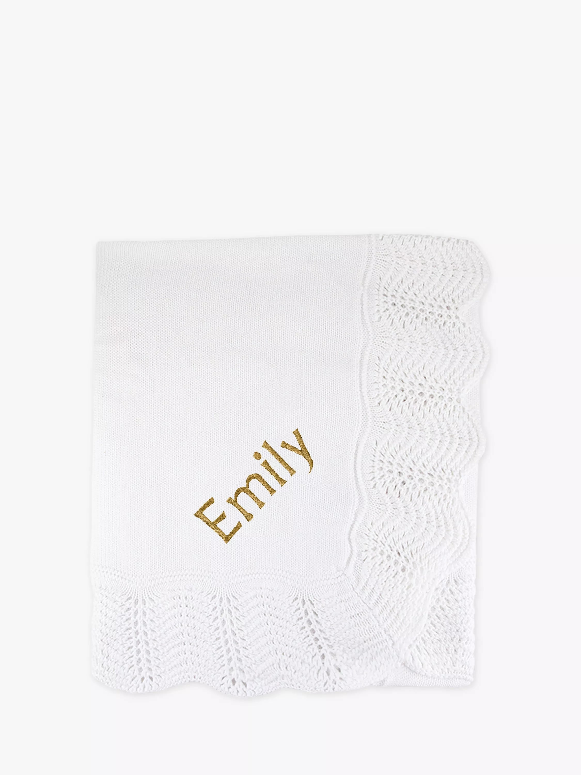 Babyblooms white knitted christening blanket 100x75cm, imported from the UK