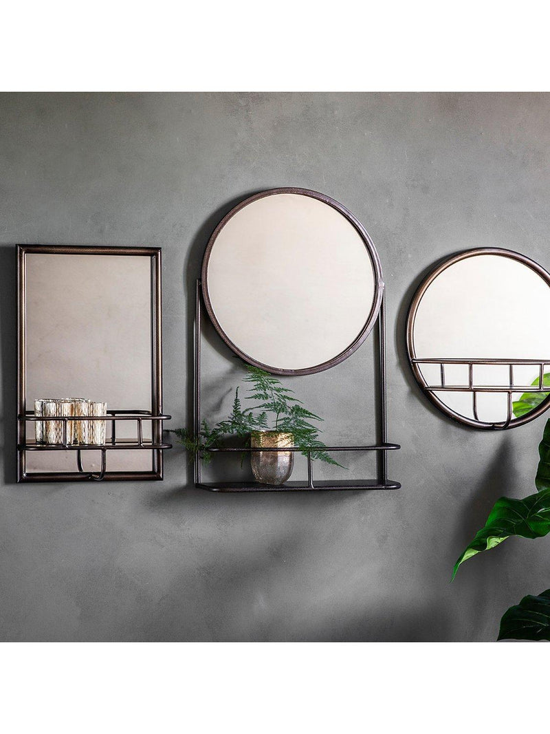 Gallery Direct metal frame shelf mirror 48x30cm black, UK version