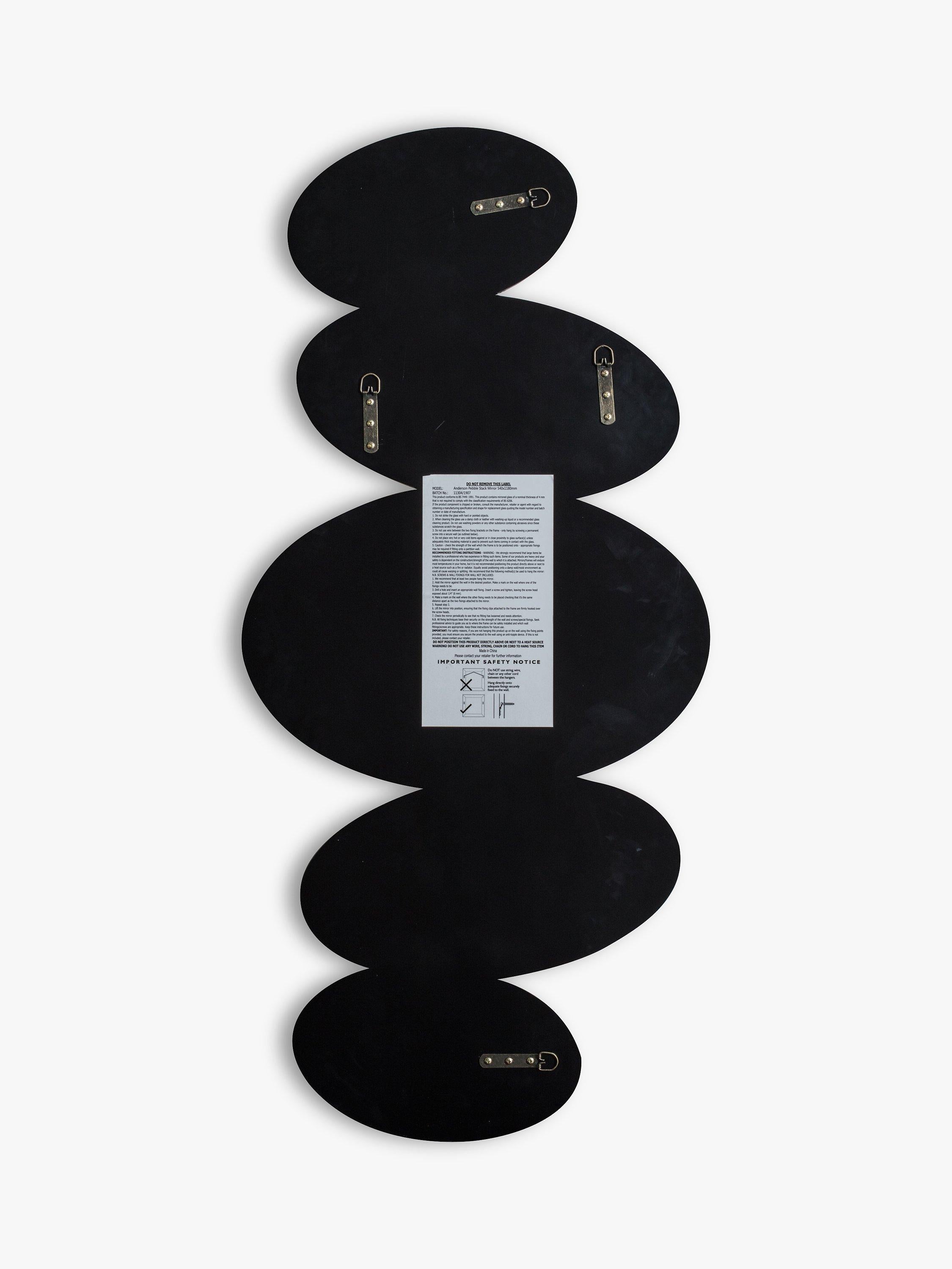 Gallery Direct Pebble Stack abstract wall mirror 118x54cm black (British brand)