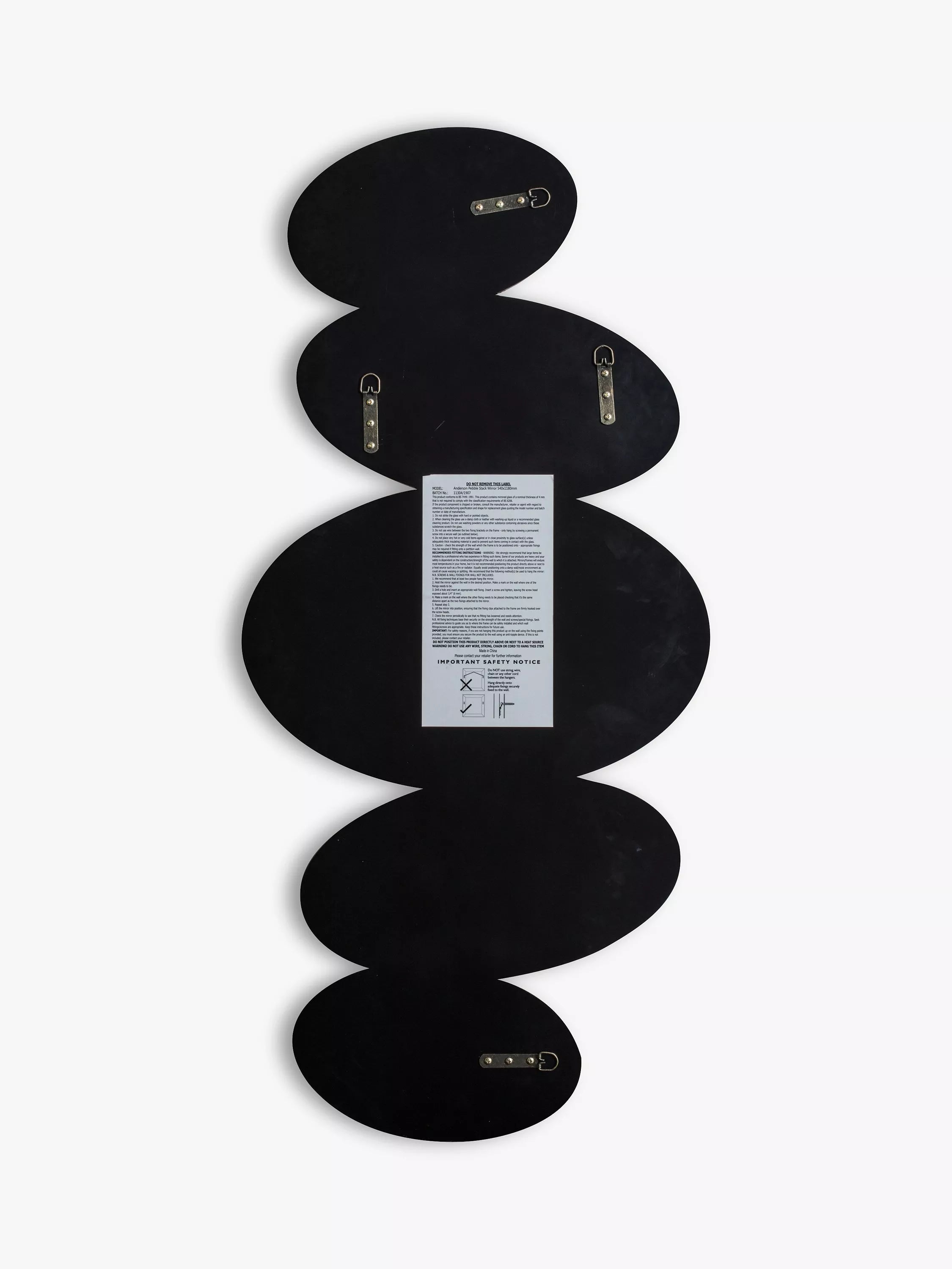 Gallery Direct Pebble Stack abstract wall mirror 118x54cm black (British brand)