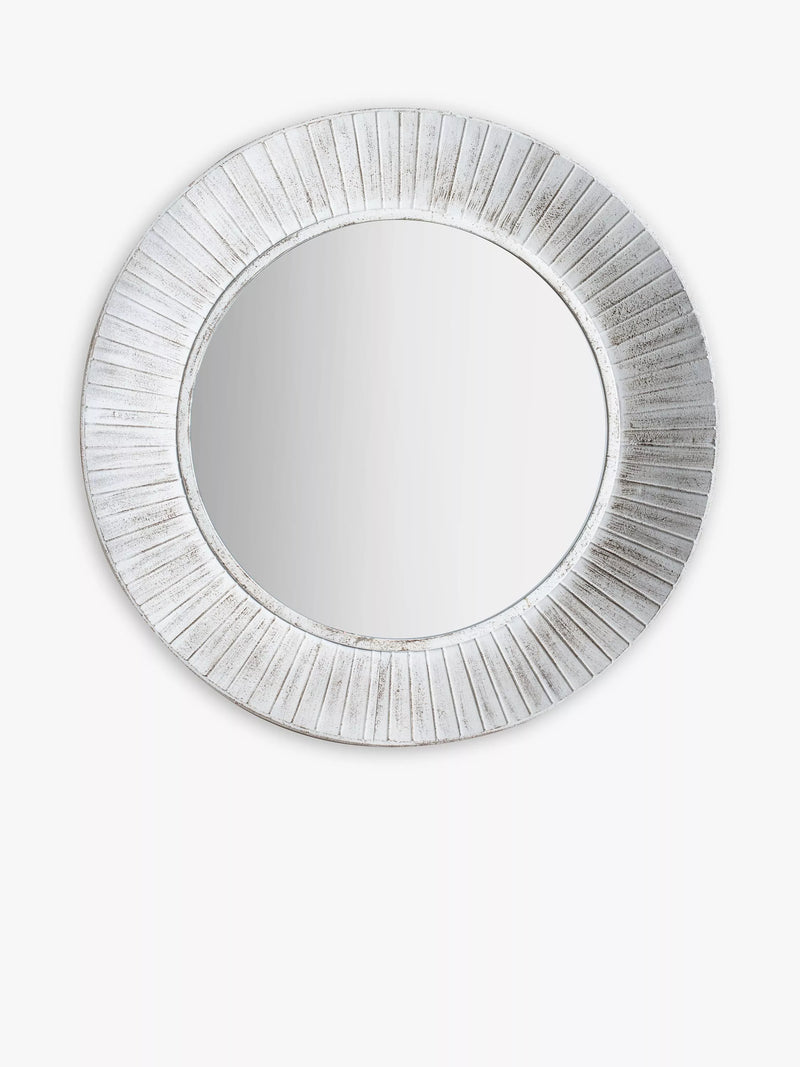 Gallery Direct distressed metal wall mirror 81cm white - British product