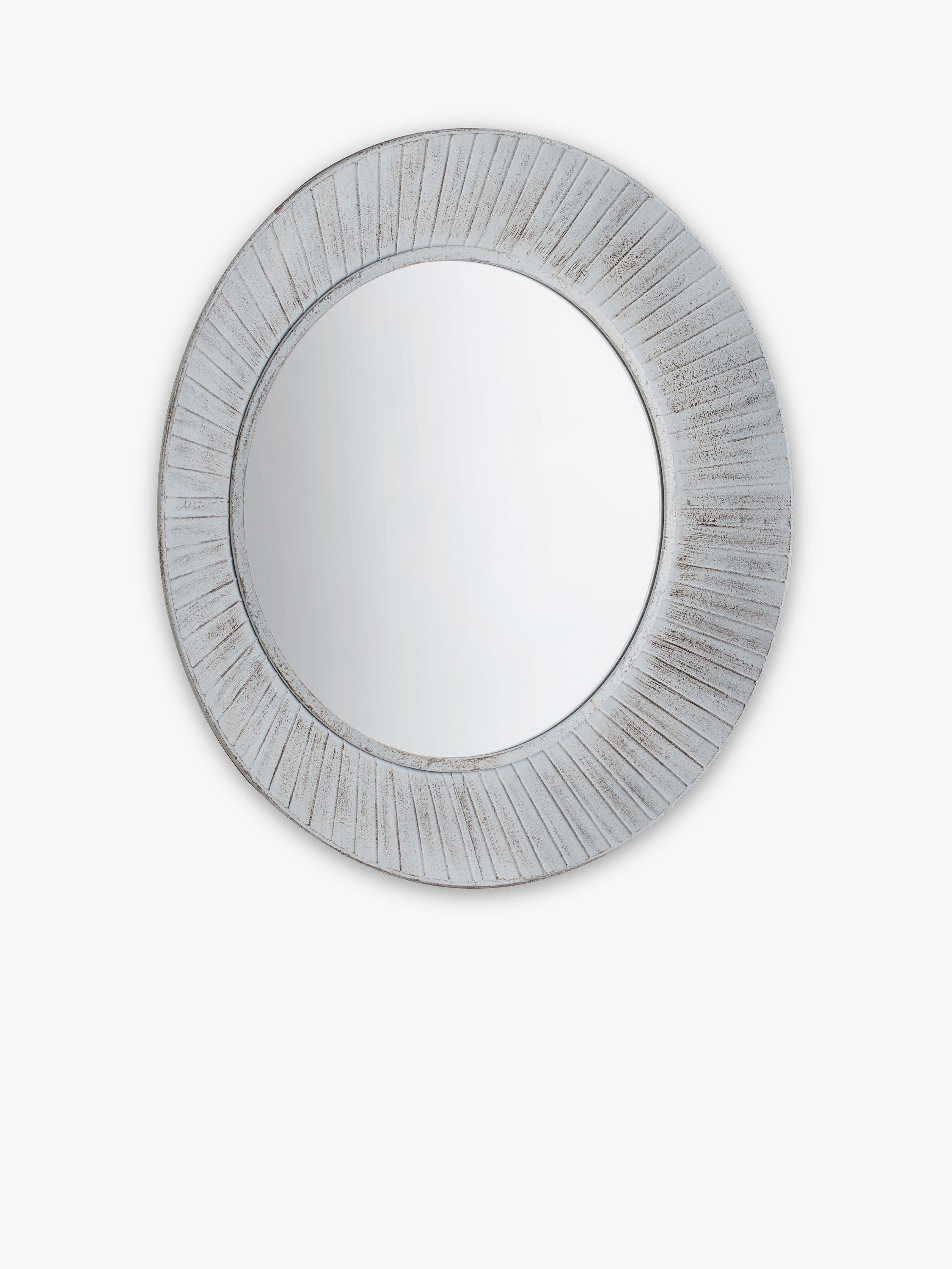 Gallery Direct distressed metal wall mirror 81cm white - British product