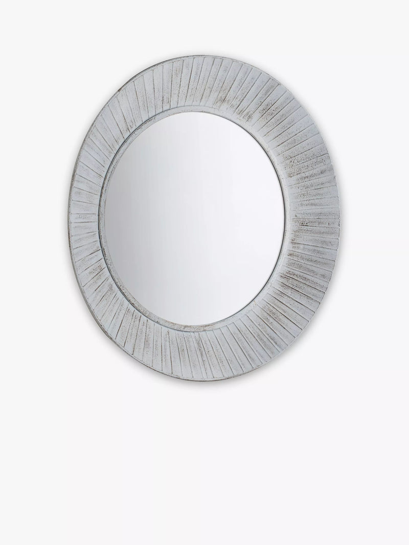 Gallery Direct distressed metal wall mirror 81cm white - British product