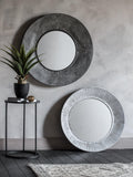 Gallery Direct distressed metal wall mirror 81cm white - British product