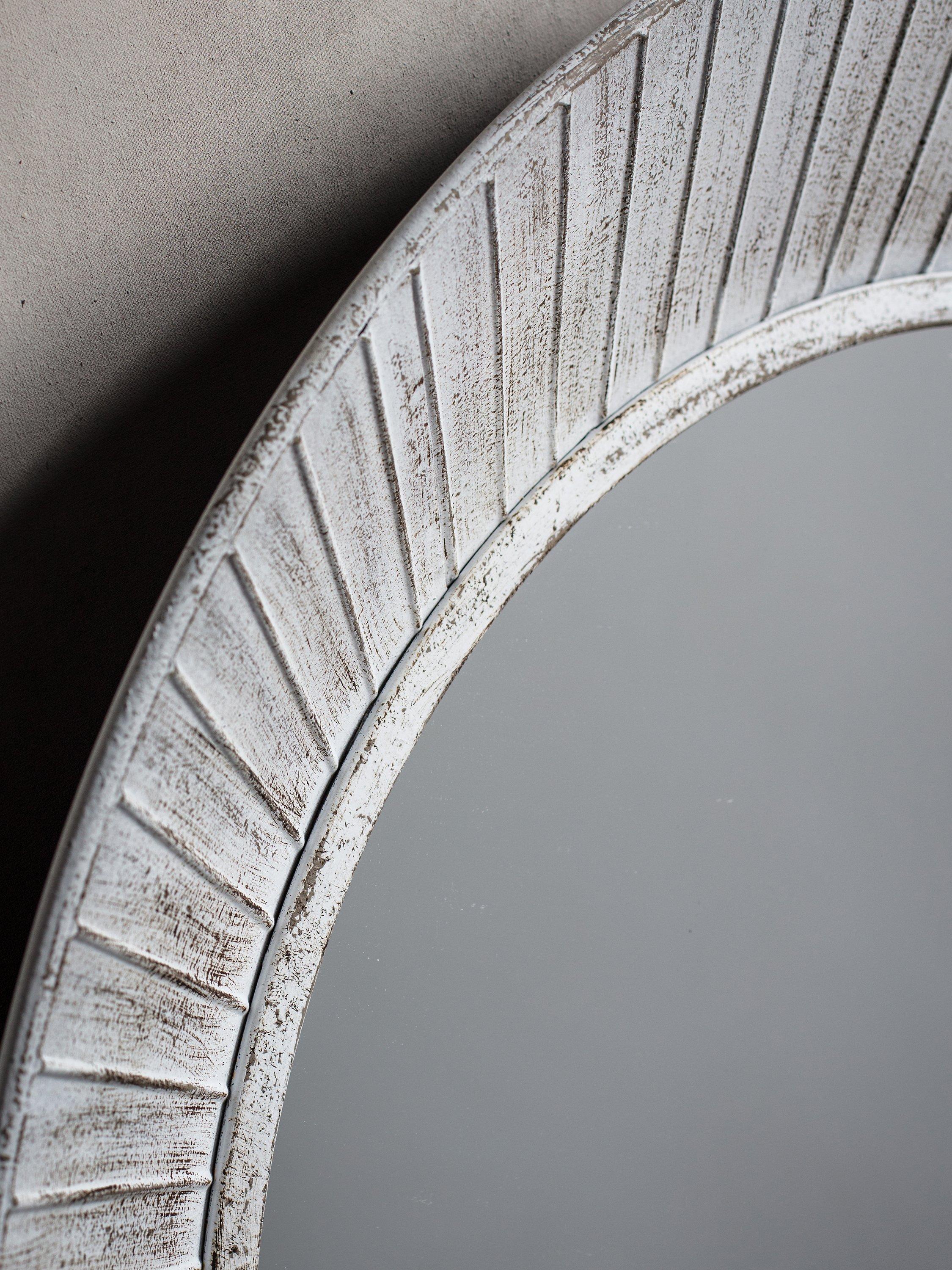 Gallery Direct distressed metal wall mirror 81cm white - British product