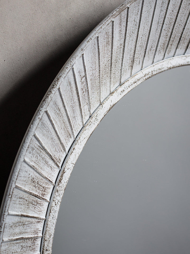 Gallery Direct distressed metal wall mirror 81cm white - British product