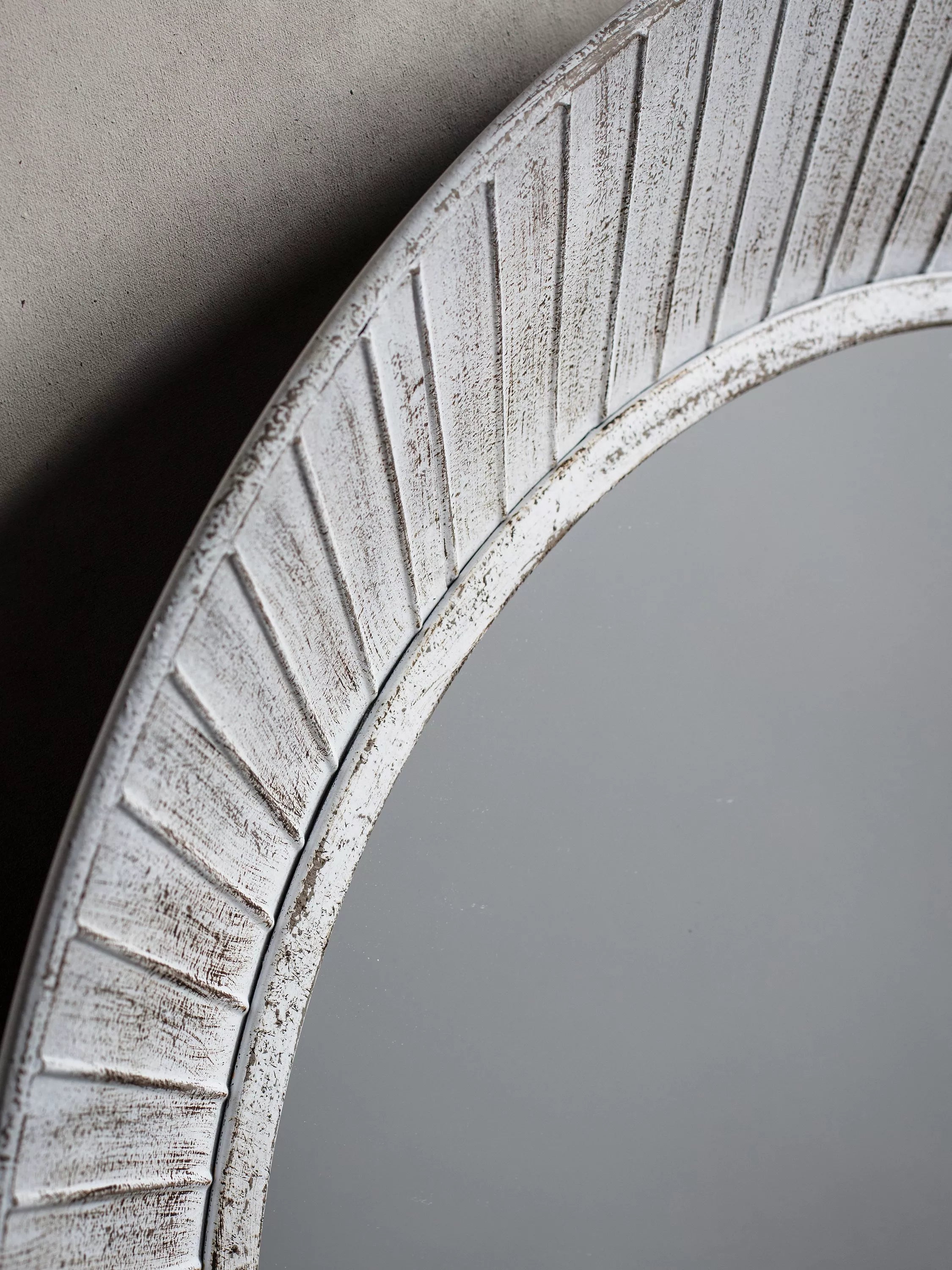 Gallery Direct distressed metal wall mirror 81cm white - British product