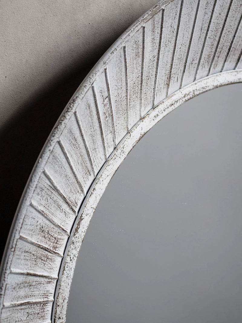 Gallery Direct distressed metal wall mirror 81cm white - British product