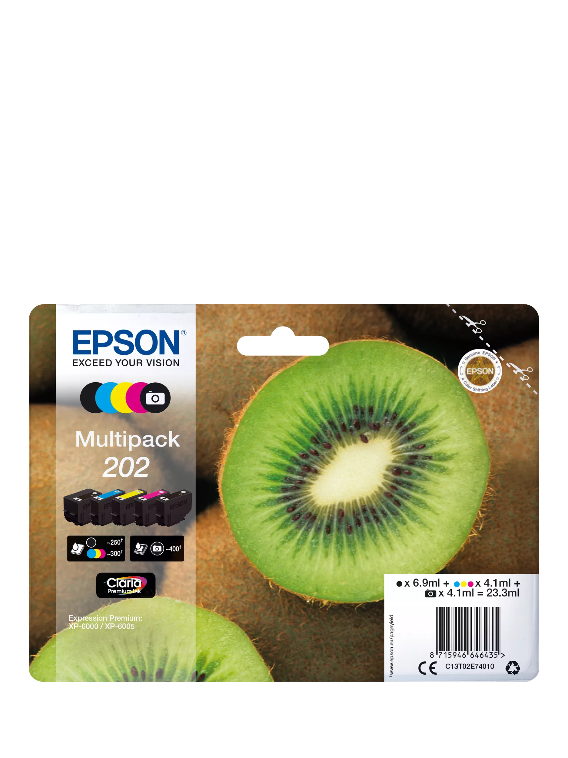 Epson Kiwi 202 multipack inkjet cartridges 5 pack, imported from the UK