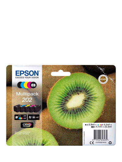John Lewis Epson Kiwi 202 Inkjet Printer Cartridge Multipack (Pack of 5)- Buy online at McGrocer