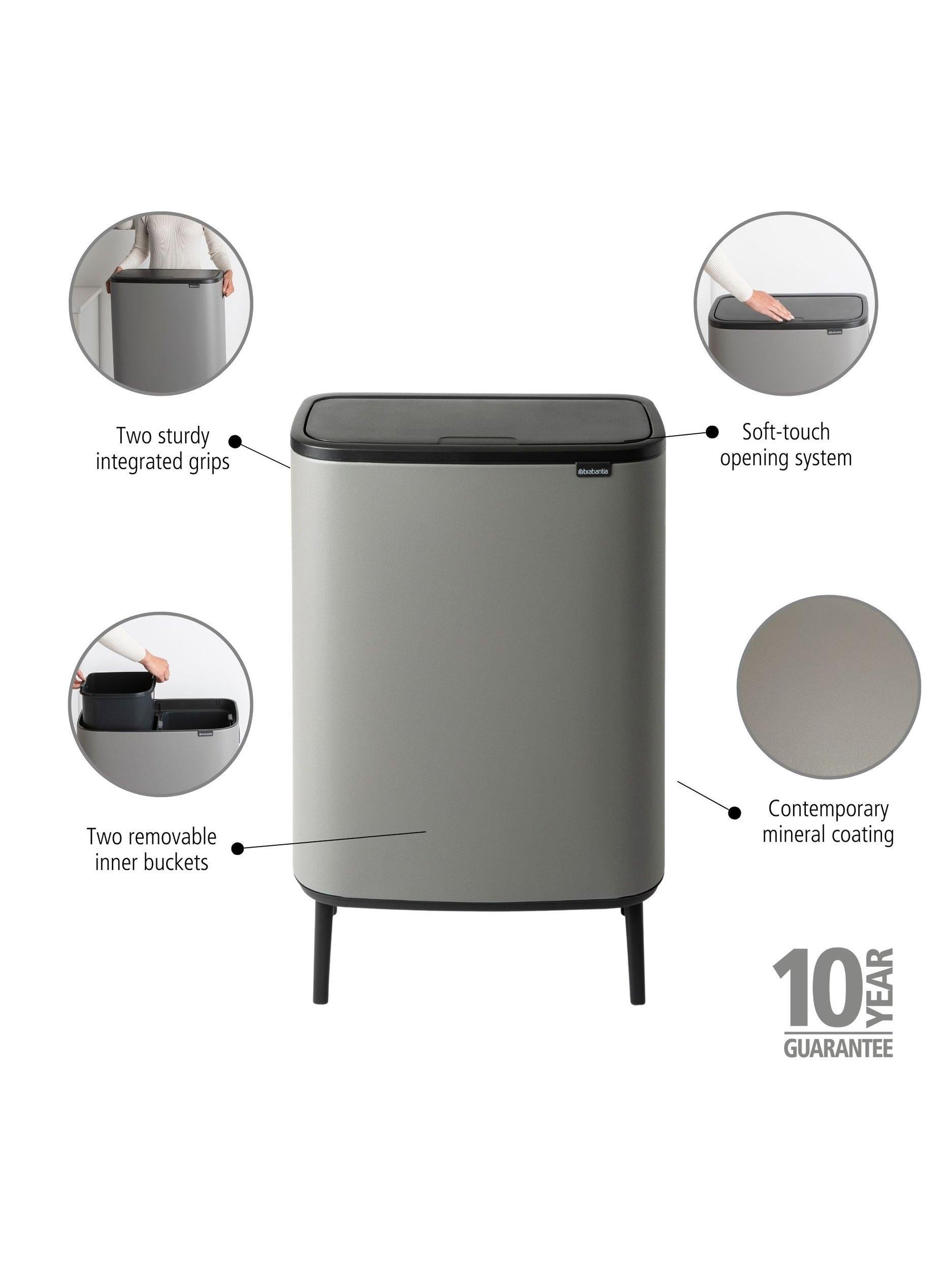 Brabantia Bo Hi Recycling Touch Bin Mineral Concrete Grey 2x30L - British product