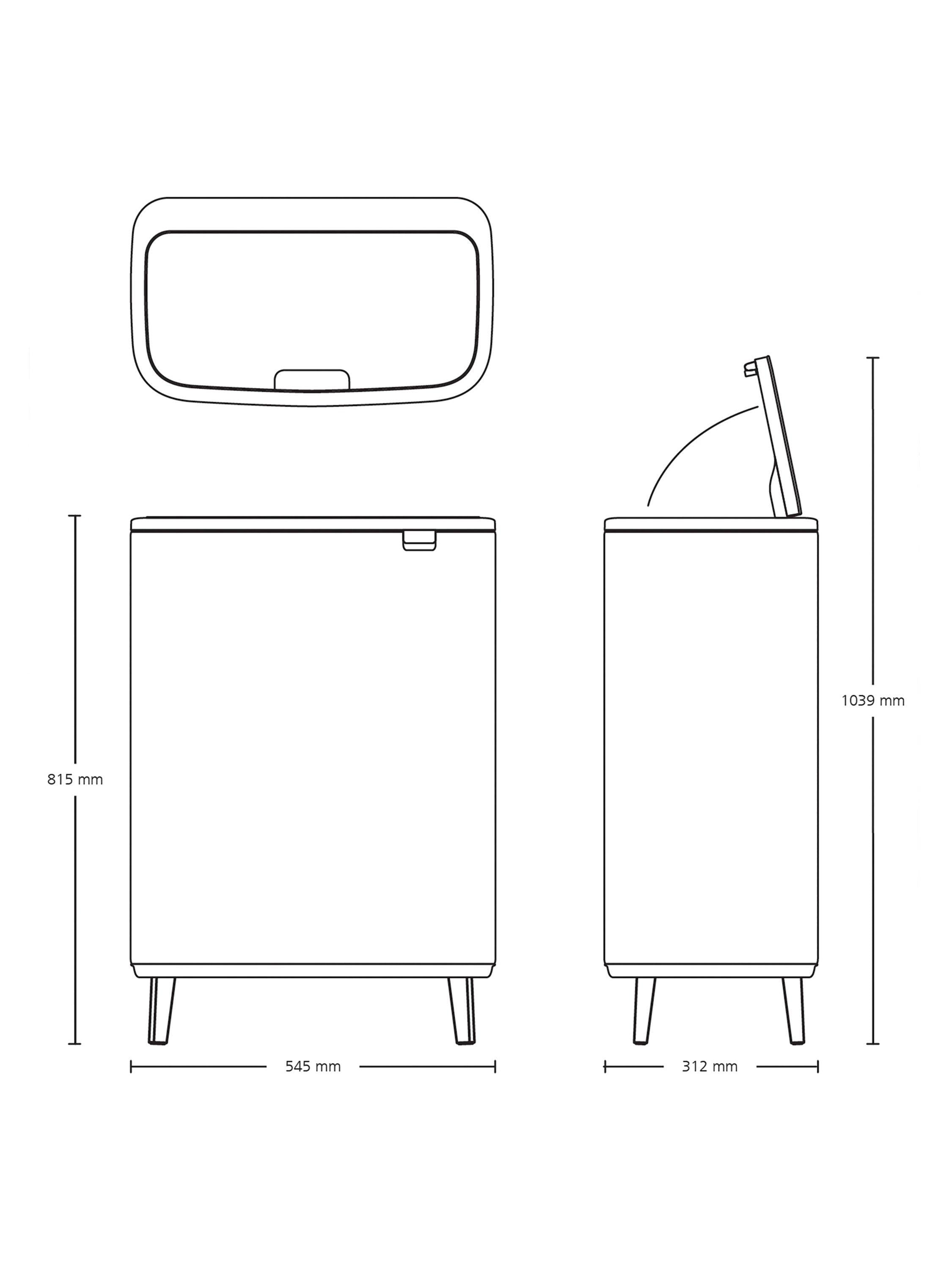 Brabantia Bo Hi Recycling Touch Bin Mineral Concrete Grey 2x30L - British product