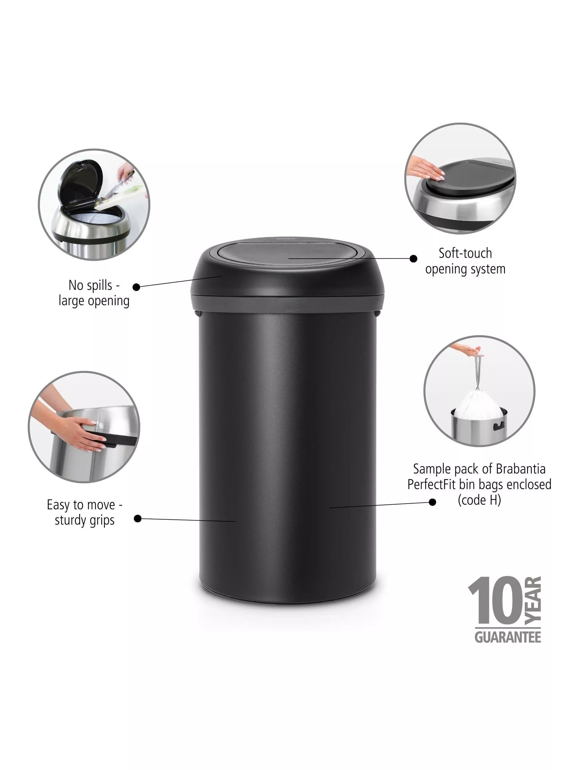 Brabantia Touch Bin Mineral 60L - British product