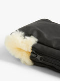 John Lewis black lambskin lined hand muffs for pushchairs, UK version