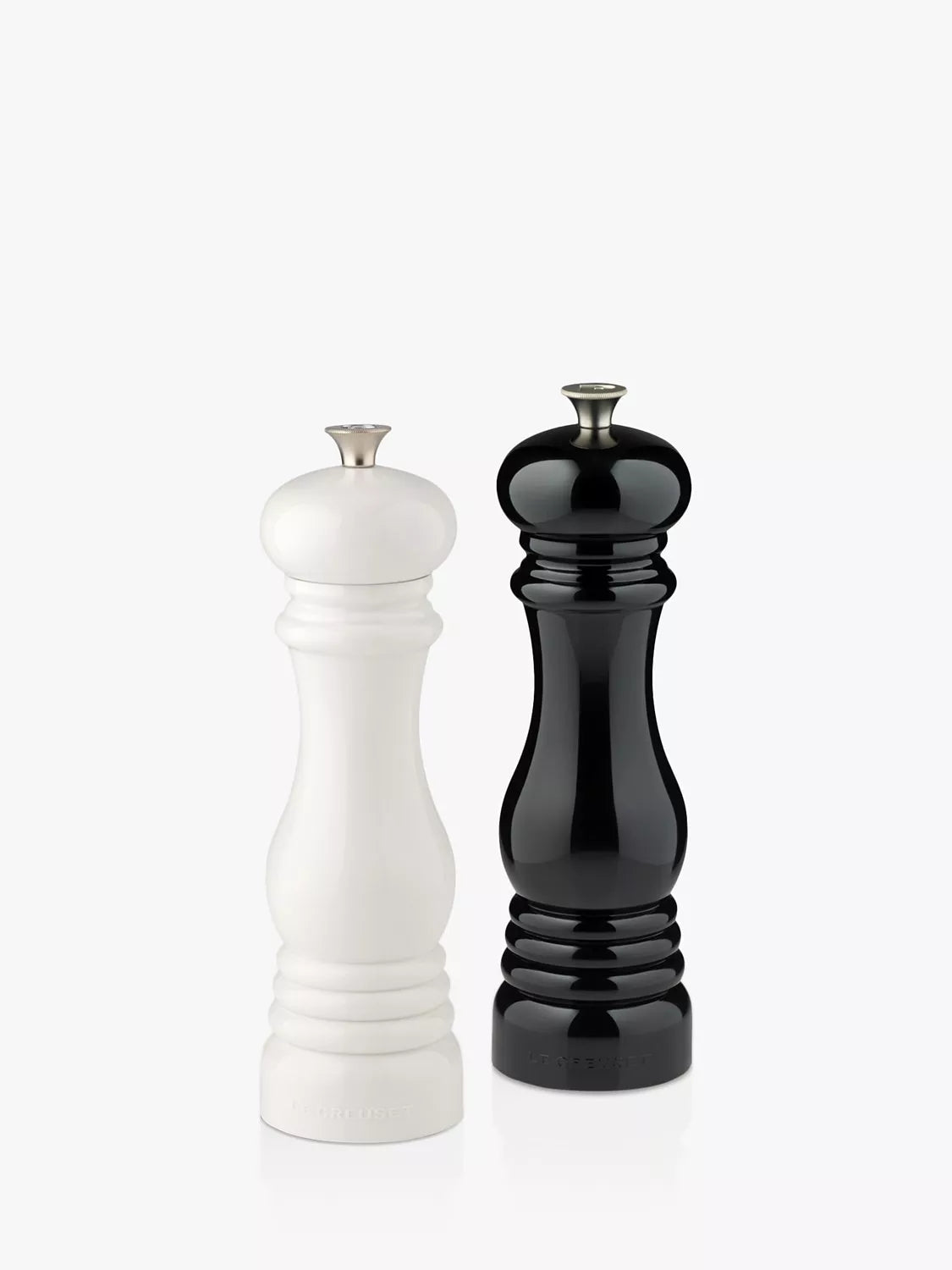 Le Creuset salt and pepper mill set white black, imported from the UK