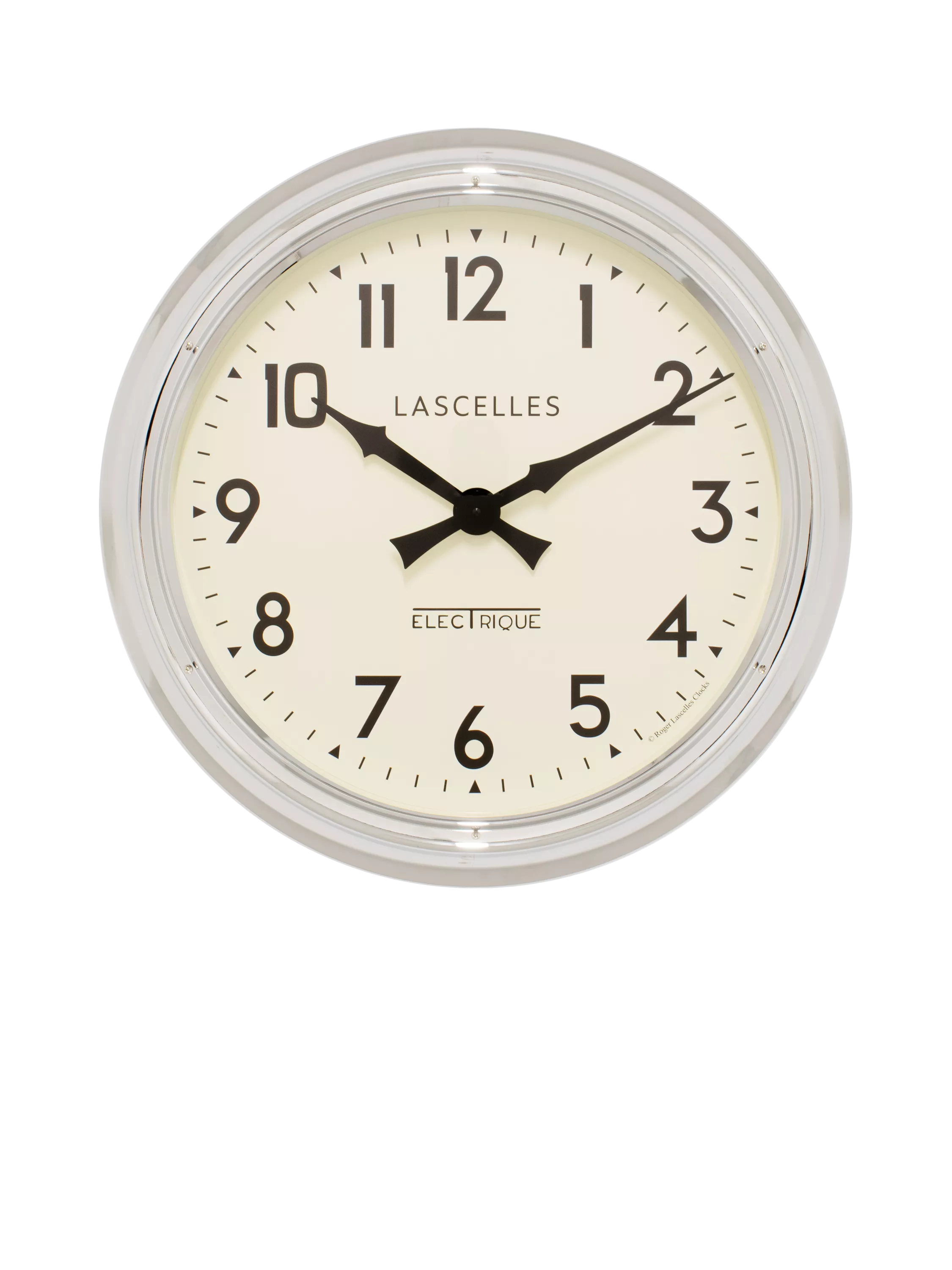 Lascelles Arabic numeral wall clock 60cm chrome (British brand)