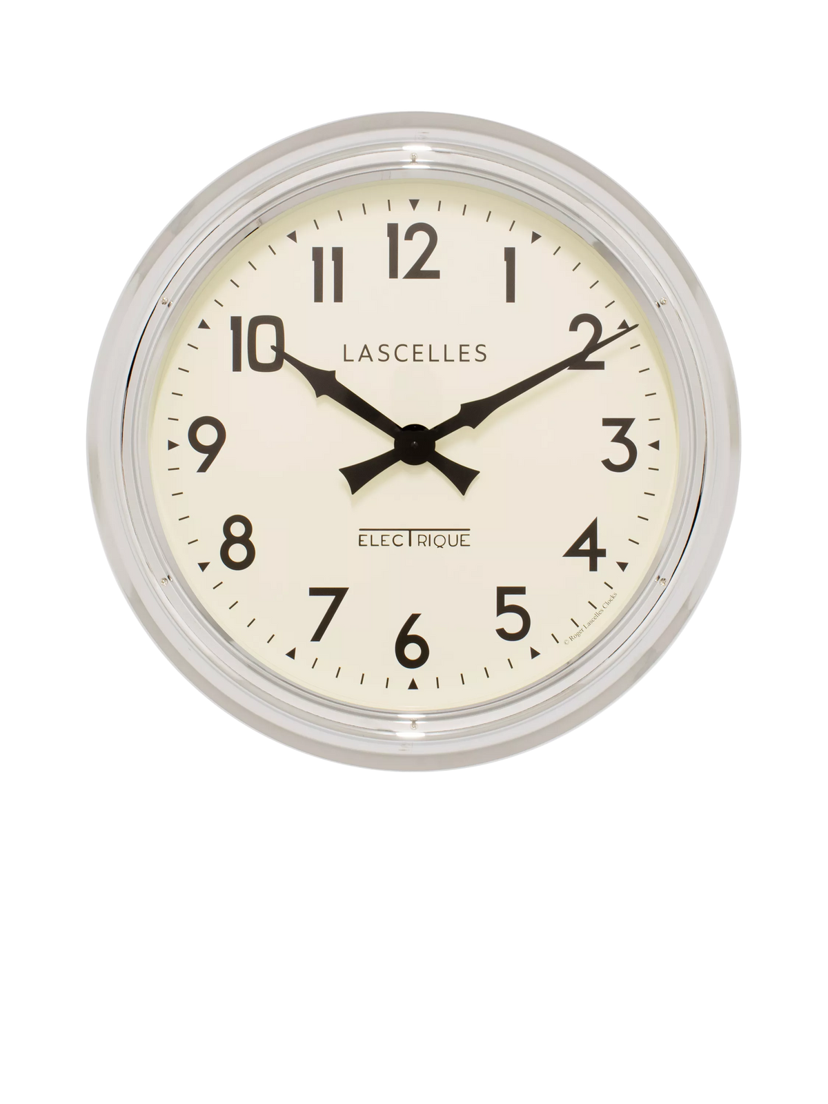 Lascelles Arabic numeral wall clock 60cm chrome (British brand)