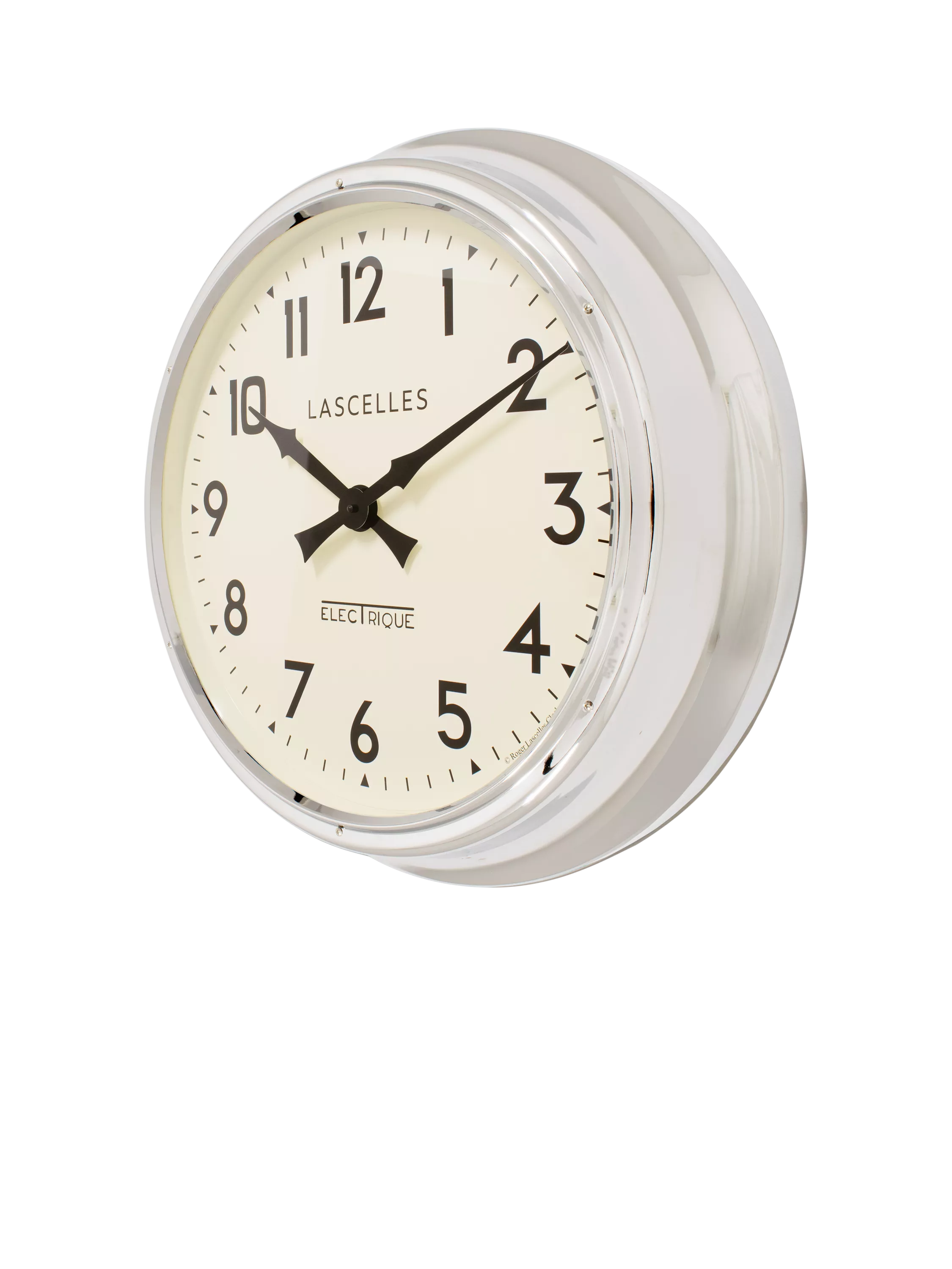 Lascelles Arabic numeral wall clock 60cm chrome (British brand)