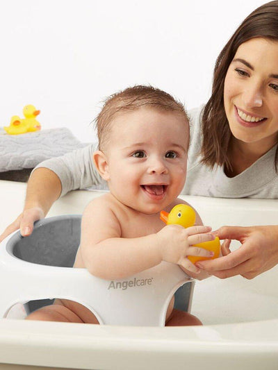 Siège de bain souple pour bébé Blanc et Gris pour nourrissons à partir de 6 mois