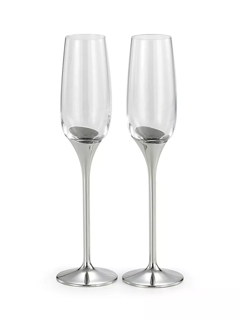 Royal Selangor champagne flutes set of 2 with pewter stems (British brand)