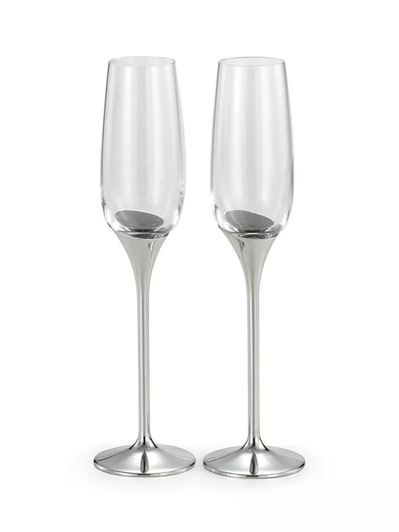 Royal Selangor champagne flutes set of 2 with pewter stems (British brand)