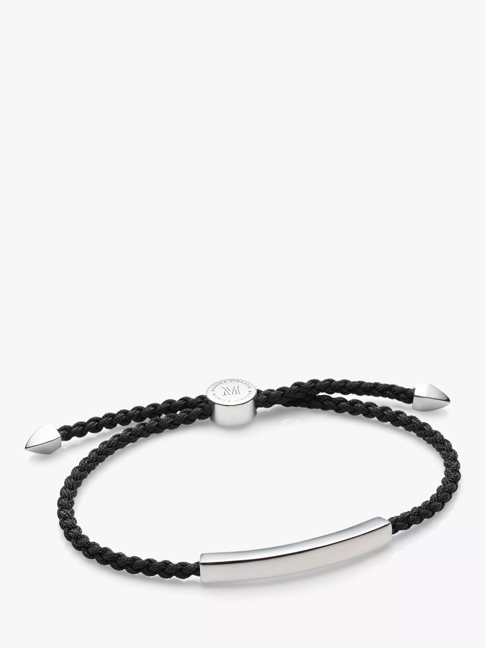 Monica Vinader men's linear friendship bracelet silver black - British product