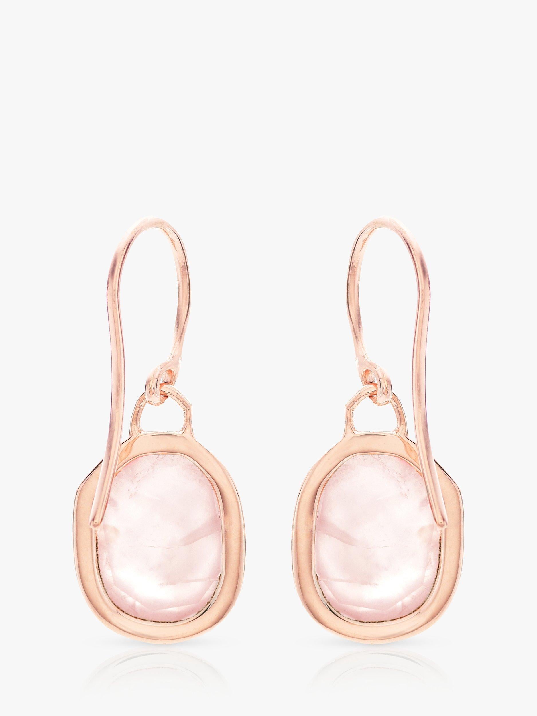Monica Vinader rose gold hook earrings with quartz gemstone, UK version