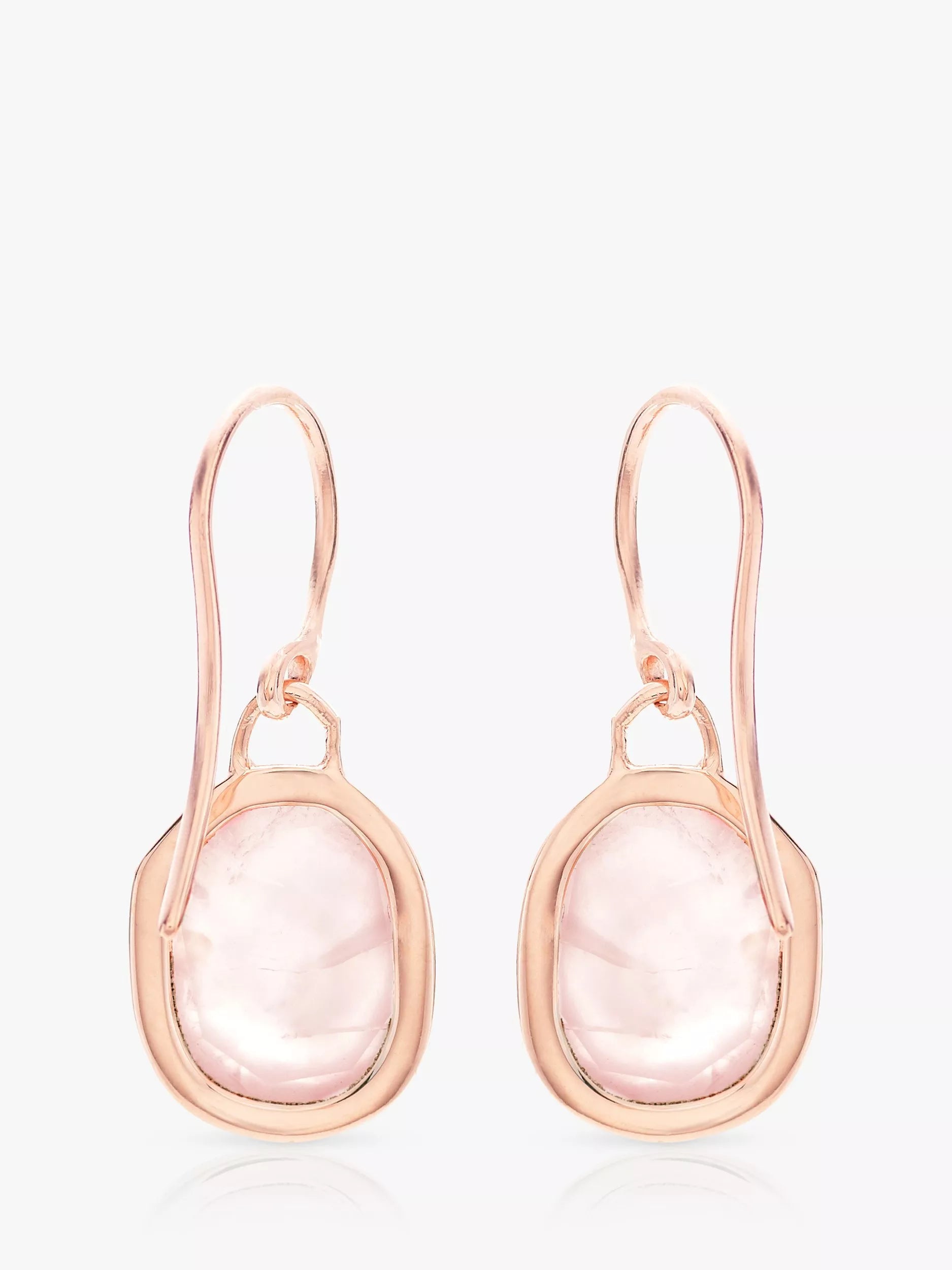 Monica Vinader rose gold hook earrings with quartz gemstone, UK version