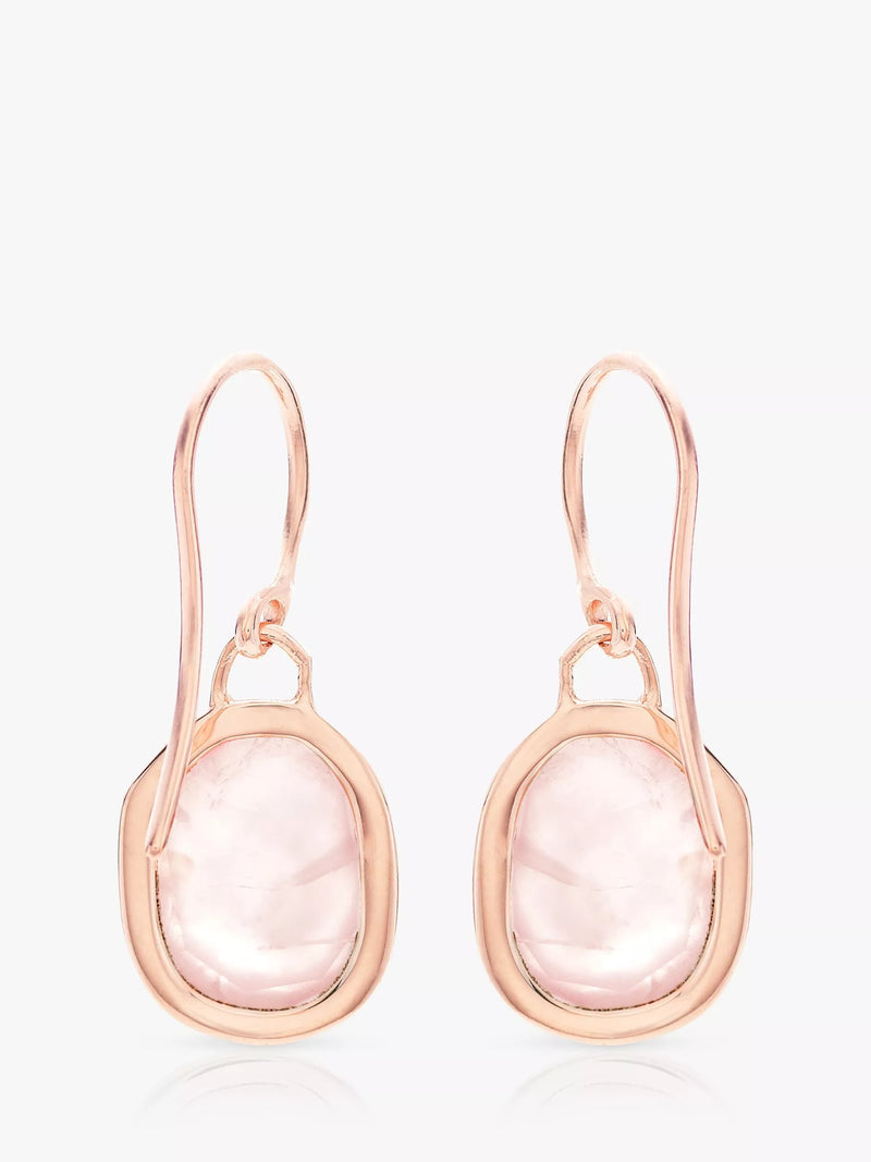 Monica Vinader rose gold hook earrings with quartz gemstone, UK version