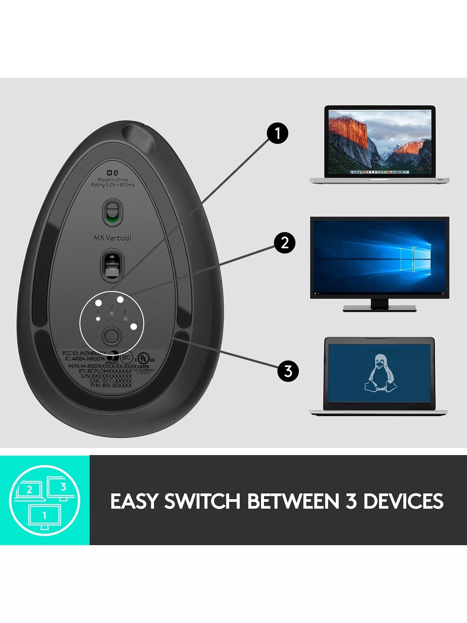 Logitech MX Vertical ergonomic mouse, imported from the UK